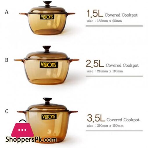 VISIONS 6 pieces Glass Cookpot Cookware Set