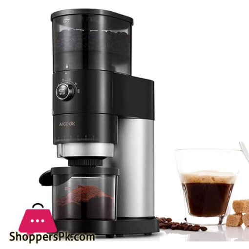 AICOOK Electric Conical Burr Coffee Grinder, 42 Precise Grind Settings, One Touch with 50S Grinding