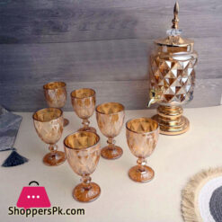 Amber Gold 7Pcs Decanter Set For Table Serving