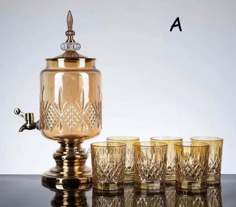 Amber Gold 7Pcs Decanter Set For Table Serving