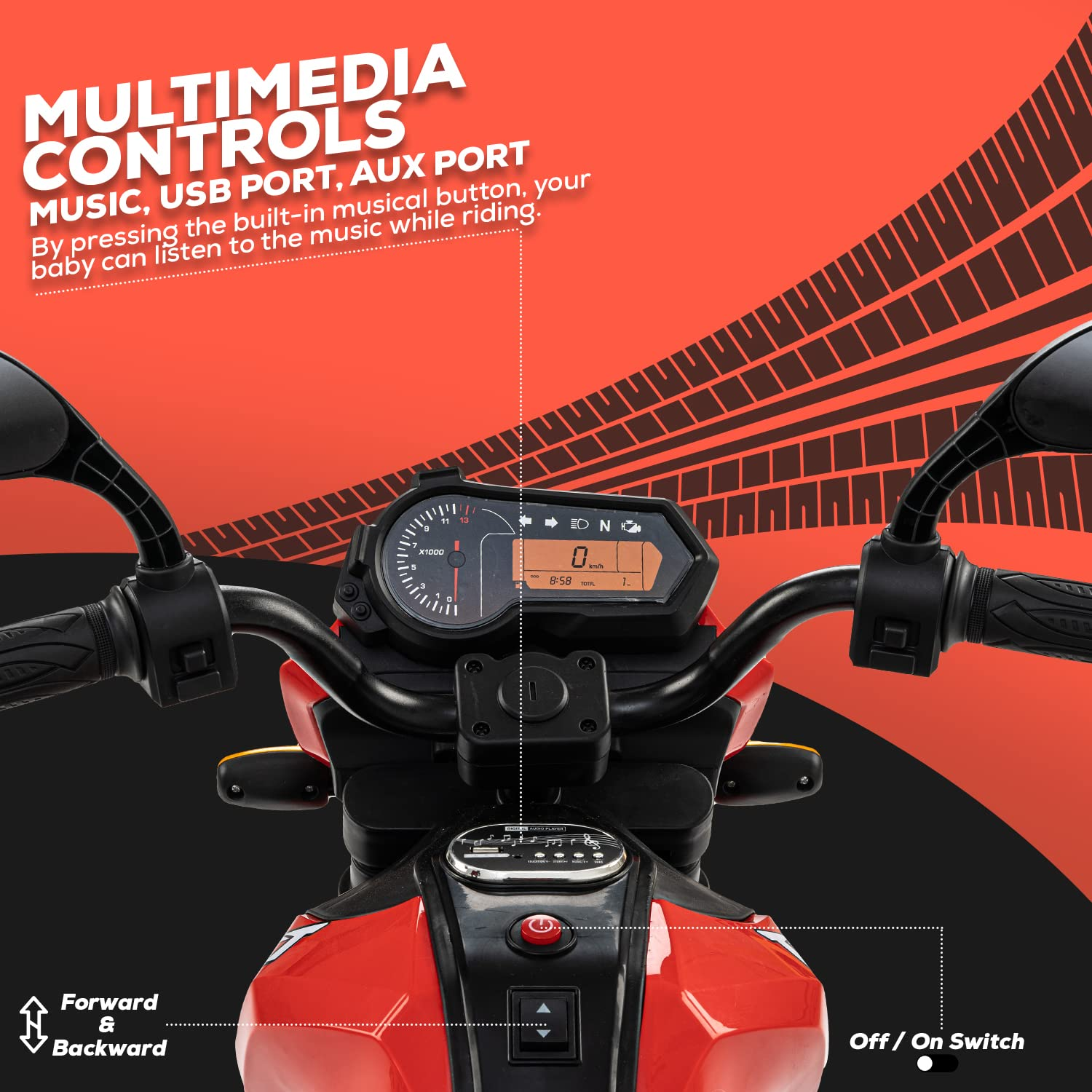 Benolli Battery-Operated Electric Kids Bike, Ride On Baby Bike With Led Lights, Music &Amp; Usb Kids Baby Electric Bike Battery Operated Bike