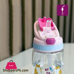 Cartoon Children'S Water Bottle With Straw Leakproof Press Button Easy Open Water Bottle Children'S Cups Kids Water Sippy Cup