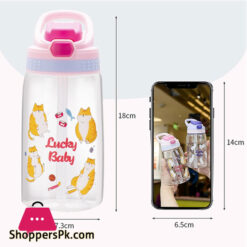 Cartoon Children'S Water Bottle With Straw Leakproof Press Button Easy Open Water Bottle Children'S Cups Kids Water Sippy Cup