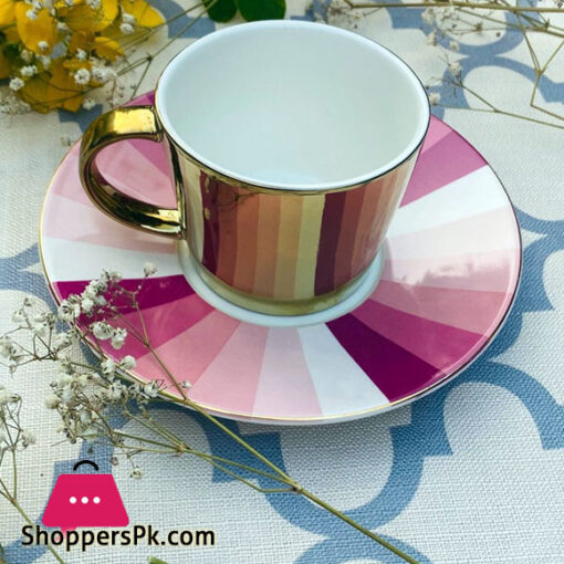 Creative Reflection Ceramic Coffee Cup Electroplating Mirror Cup Saucer 1-Pcs - A3077