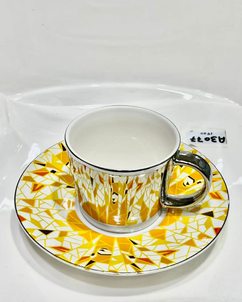 Creative Reflection Ceramic Coffee Cup Electroplating Mirror Cup Saucer Giraffe 1-Pcs