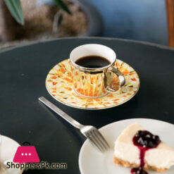 Creative Reflection Ceramic Coffee Cup Electroplating Mirror Cup Saucer Giraffe 1-Pcs