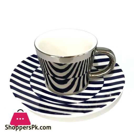 Creative Reflection Ceramic Coffee Cup Electroplating Mirror Cup Saucer Super Strip 1-Pcs
