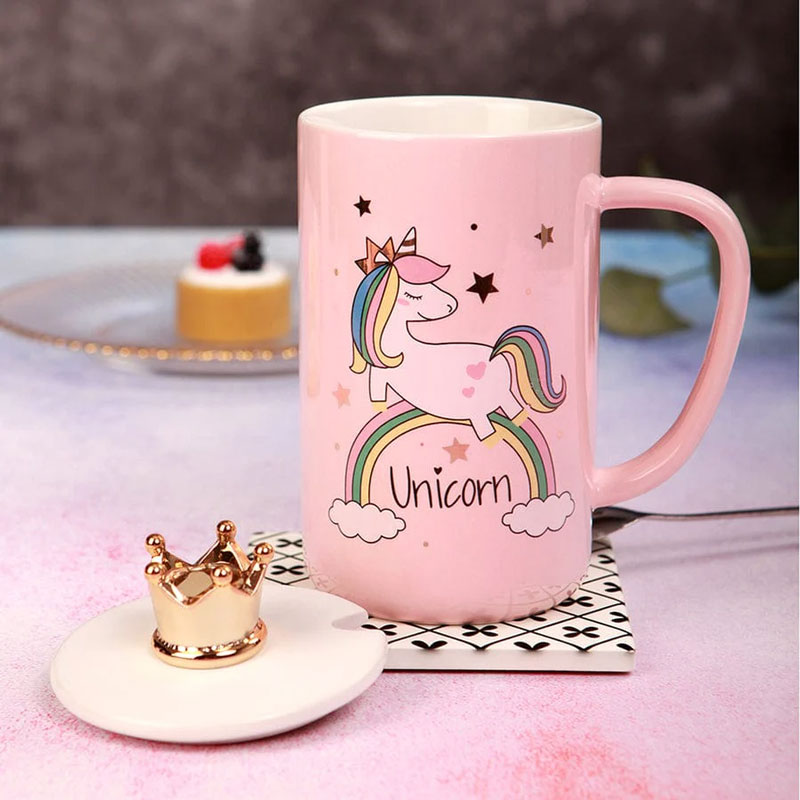 Cute 3D Crown Espresso Mug Porcelain With Lid Eco Friendly Korean Funny Ceramic Milk Cup Tazas Originales Gift For Girls