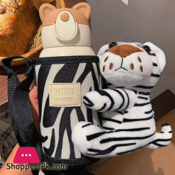 Cute Cartoon Vacuum Insulated Water Bottle Simple Thermo Canteen With Exquisite Lion Tiger Leopard Giraffe Figurine Kid Bottle