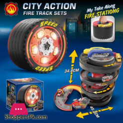 DIY City Action Racing Car Track Set 2 in 1 Musical Lighting Toy Parking Lot Car Set With Free Wheel Car