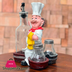 Fat Chef Salt And Pepper Set With Sauce Bottle
