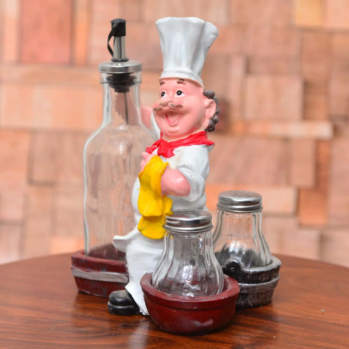 Fat Chef Salt And Pepper Set With Sauce Bottle
