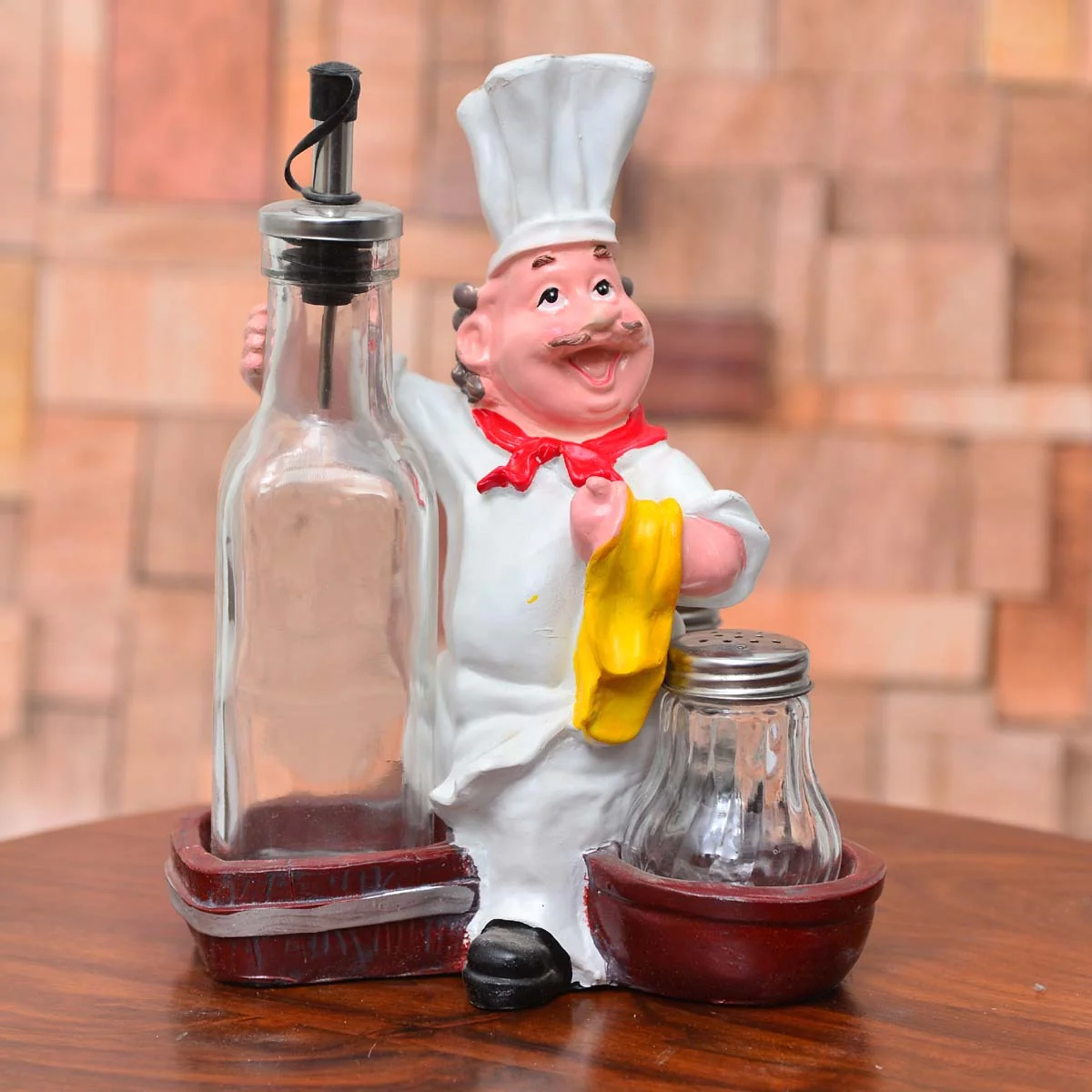 Fat Chef Salt And Pepper Set With Sauce Bottle