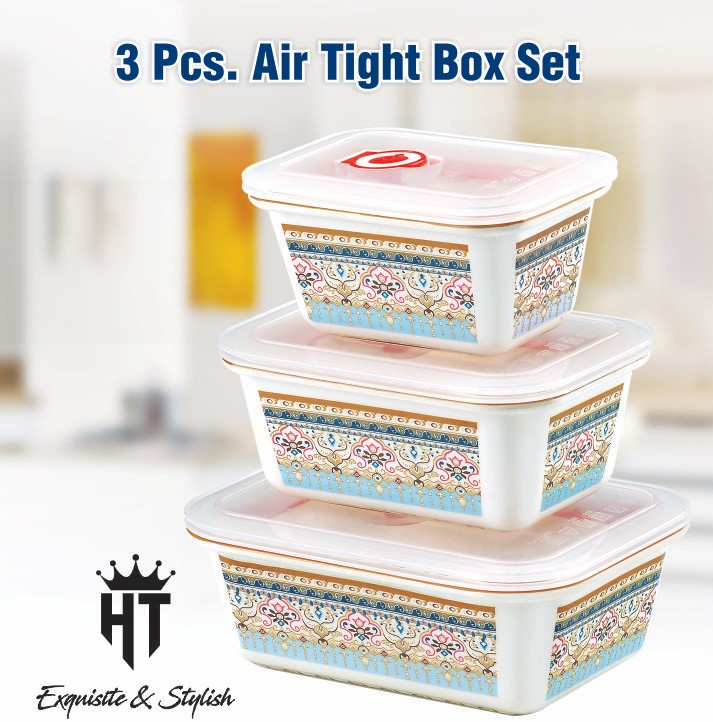 H.t Melamine 3 Pcs Air Tight Box Set 6-7-8-Inch