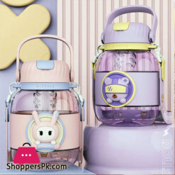 Kawaii Cute Student Children'S Water Cup Large Capacity Straw Plastic Cup Outdoor Sports Water Bottle Tons Water Bottle