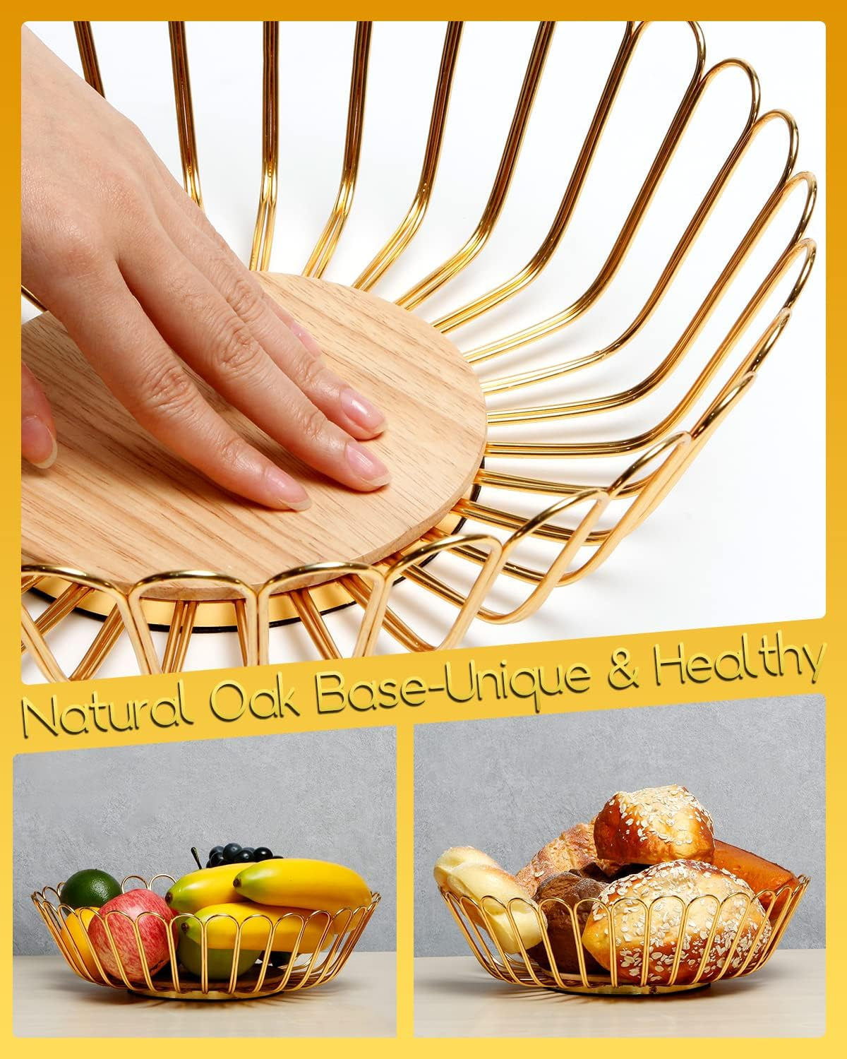Large Fruit Basket With Wooden Base 5 Large Fruit Basket With Wooden Base