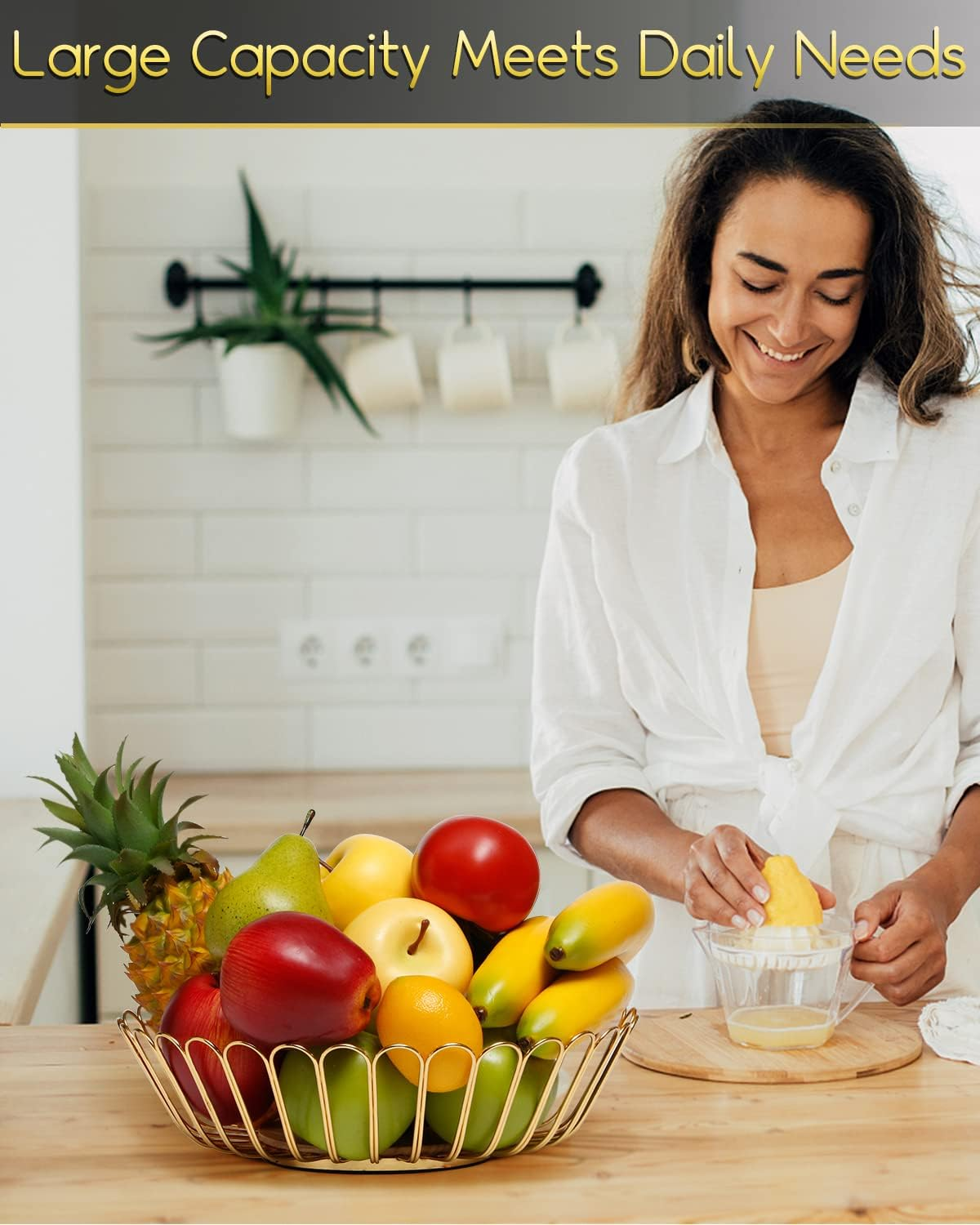 Large Fruit Basket With Wooden Base 4 Large Fruit Basket With Wooden Base
