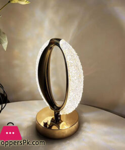 Led Crystal Table Lamp Portable O-shaped Dimmable Desk Lamp Night Light For Home Bedroom Bedside Decoration