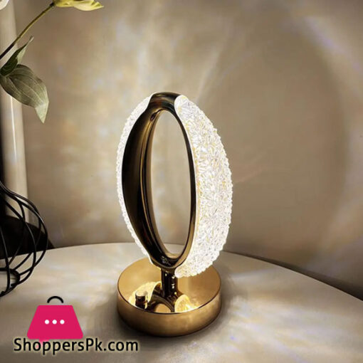 Led Crystal Table Lamp Portable O-shaped Dimmable Desk Lamp Night Light For Home Bedroom Bedside Decoration