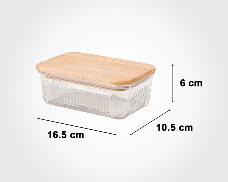 Limon Rectangular Glass Container Set Wooden Lid