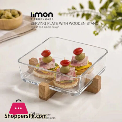 Limon Serving Plate with Wood Stand