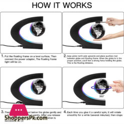 Magnetic Levitation Floating World Map Globe With C Shape Base, Floating Globe