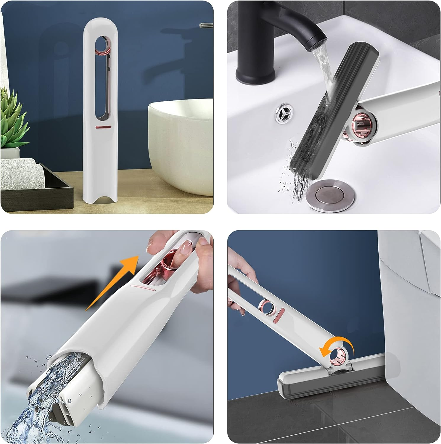 Mini Portable Mop, Self-Squeeze Portable Mini Mop, Sponge Mop Lazy Hand Wash-Free Cleaning Mop Wet Dry Mop For Bathroom Kitchen Desktop Car Glass