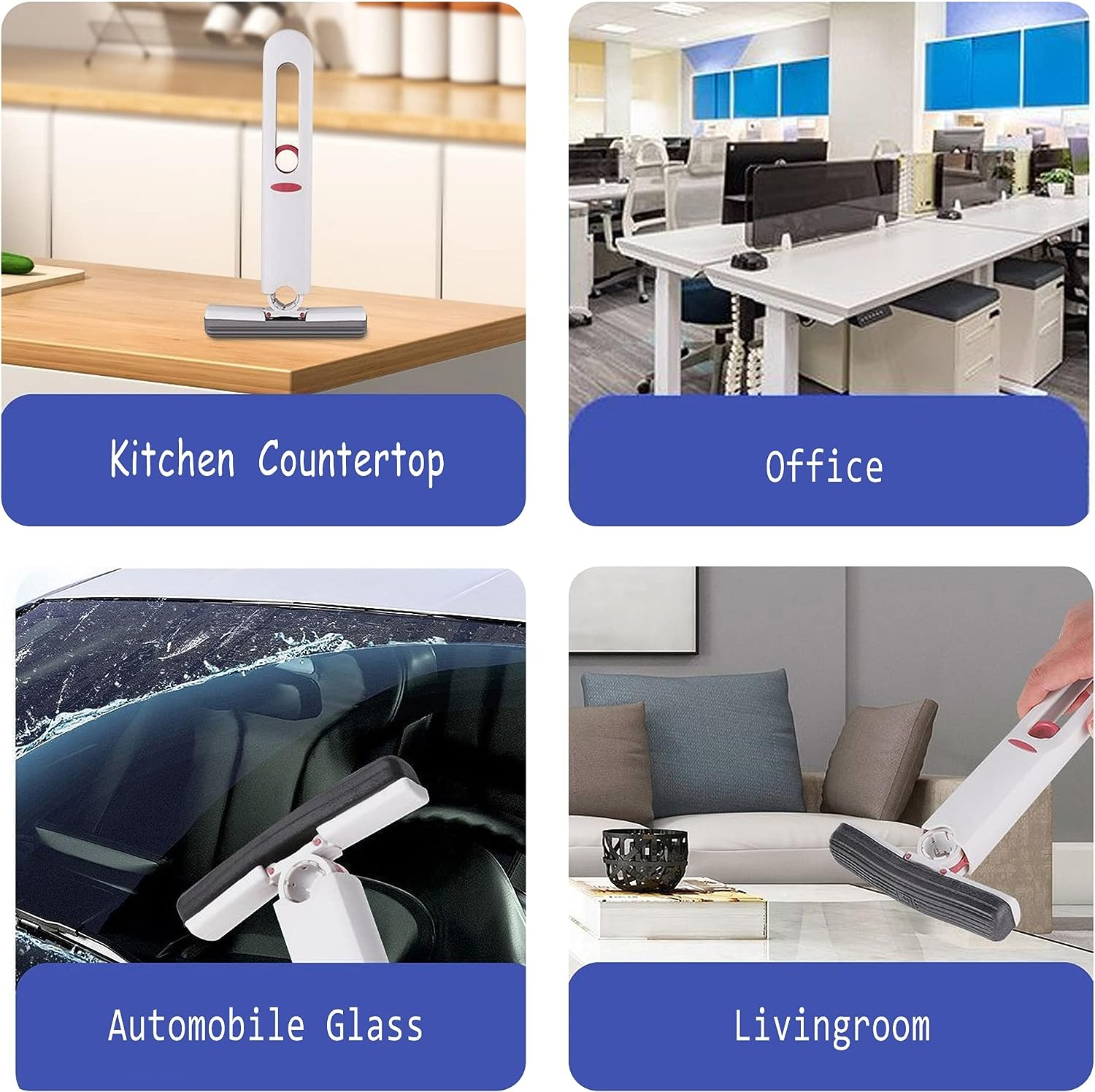 Mini Portable Mop, Self-Squeeze Portable Mini Mop, Sponge Mop Lazy Hand Wash-Free Cleaning Mop Wet Dry Mop For Bathroom Kitchen Desktop Car Glass