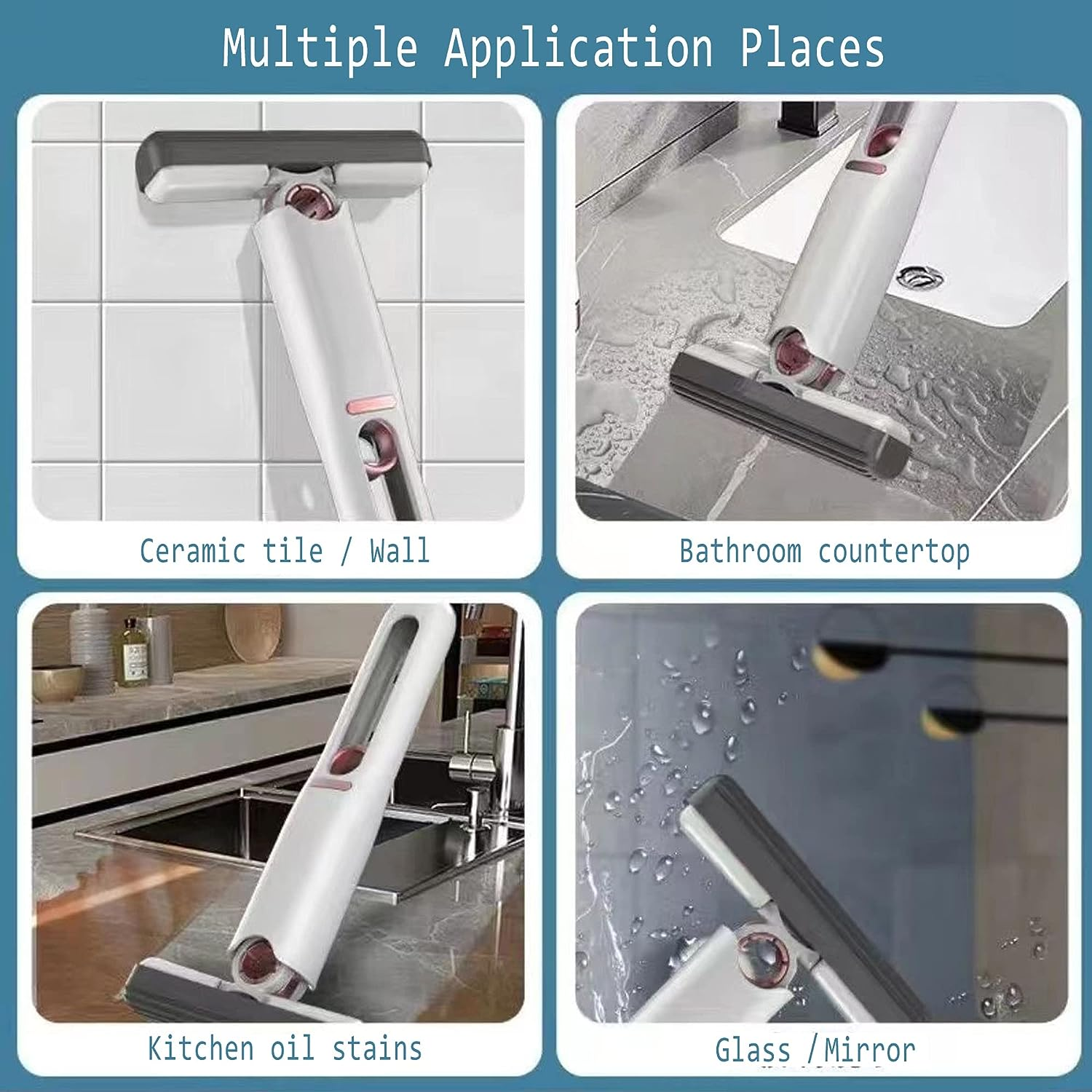 Mini Portable Mop, Self-Squeeze Portable Mini Mop, Sponge Mop Lazy Hand Wash-Free Cleaning Mop Wet Dry Mop For Bathroom Kitchen Desktop Car Glass