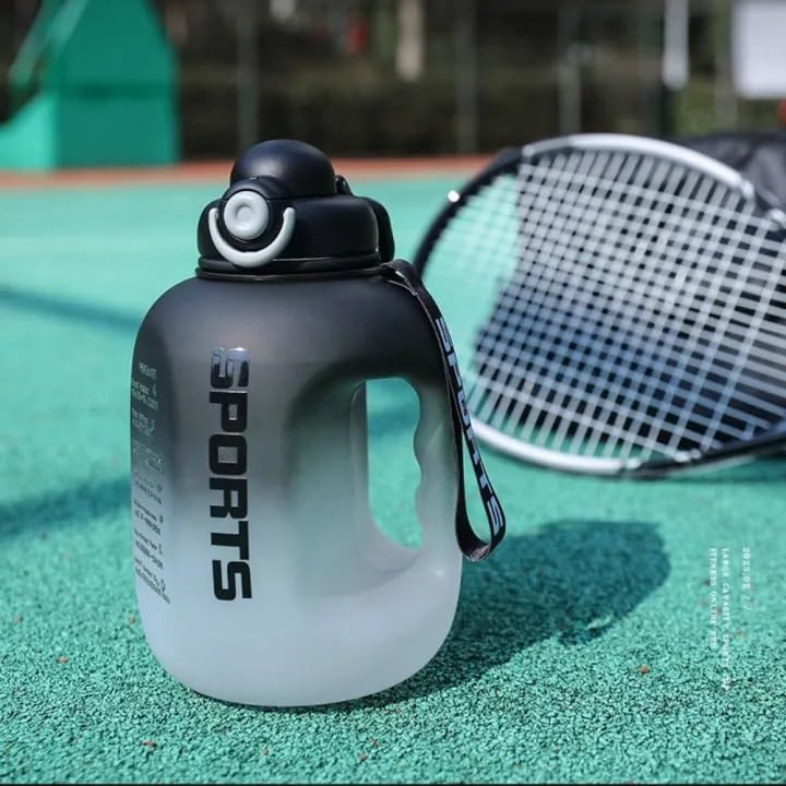 Motivational Sports Water Bottle With Time Marker &Amp; Straw, Leakproof Bpa Free Reusable Fitness Water Jug For Gym, Work And Outdoor 1.6L Large