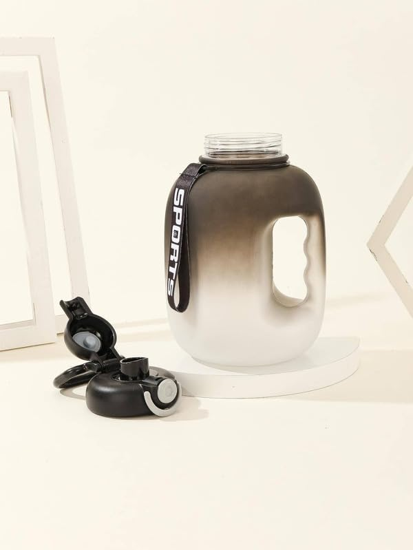 Motivational Sports Water Bottle With Time Marker &Amp; Straw, Leakproof Bpa Free Reusable Fitness Water Jug For Gym, Work And Outdoor 1.6L Large