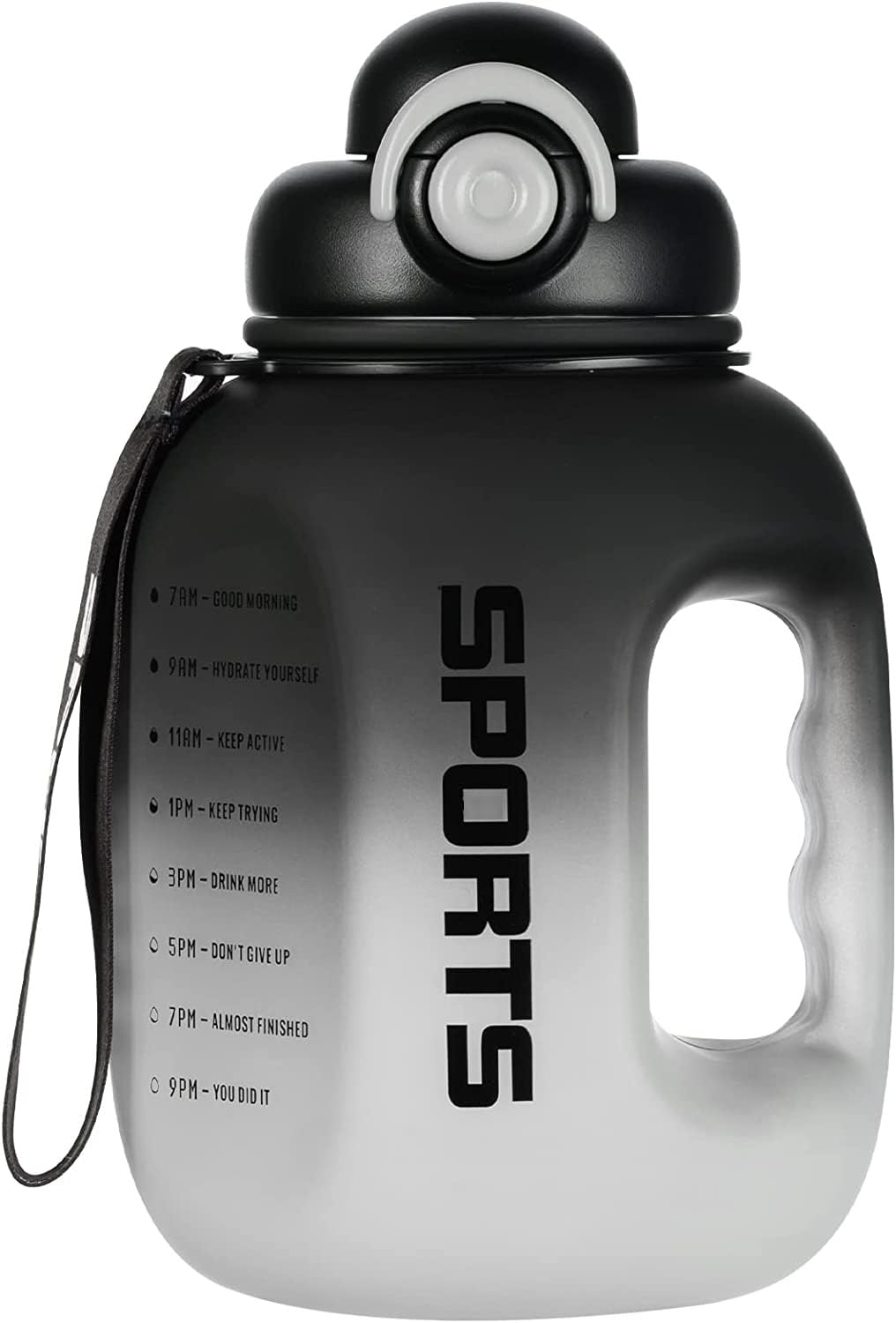 Motivational Sports Water Bottle With Time Marker &Amp; Straw, Leakproof Bpa Free Reusable Fitness Water Jug For Gym, Work And Outdoor 1.6L Large
