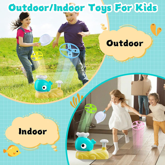 Outdoor Games For Children From 3 4 5 6 7 8 9 10 Years, Whale Flying Saucer Flying Disc Outdoor Toy, Flying Disc Launcher Garden Toy, Gifts