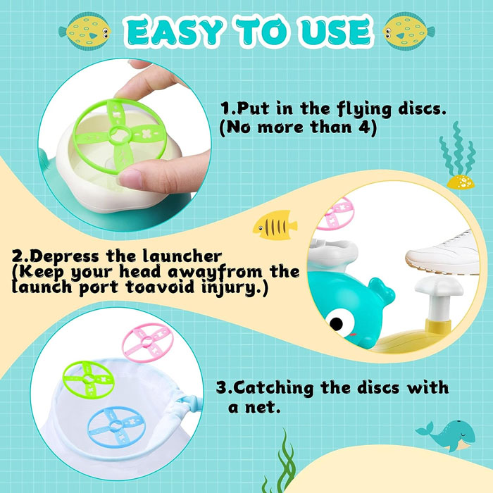 Outdoor Games For Children From 3 4 5 6 7 8 9 10 Years, Whale Flying Saucer Flying Disc Outdoor Toy, Flying Disc Launcher Garden Toy, Gifts