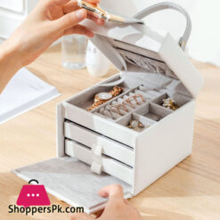 Pu Leather Three-Layer Double Drawer Jewelry Gift Jewelry Storage Box Pendant Necklace Bracelet Ring Jewelry Box