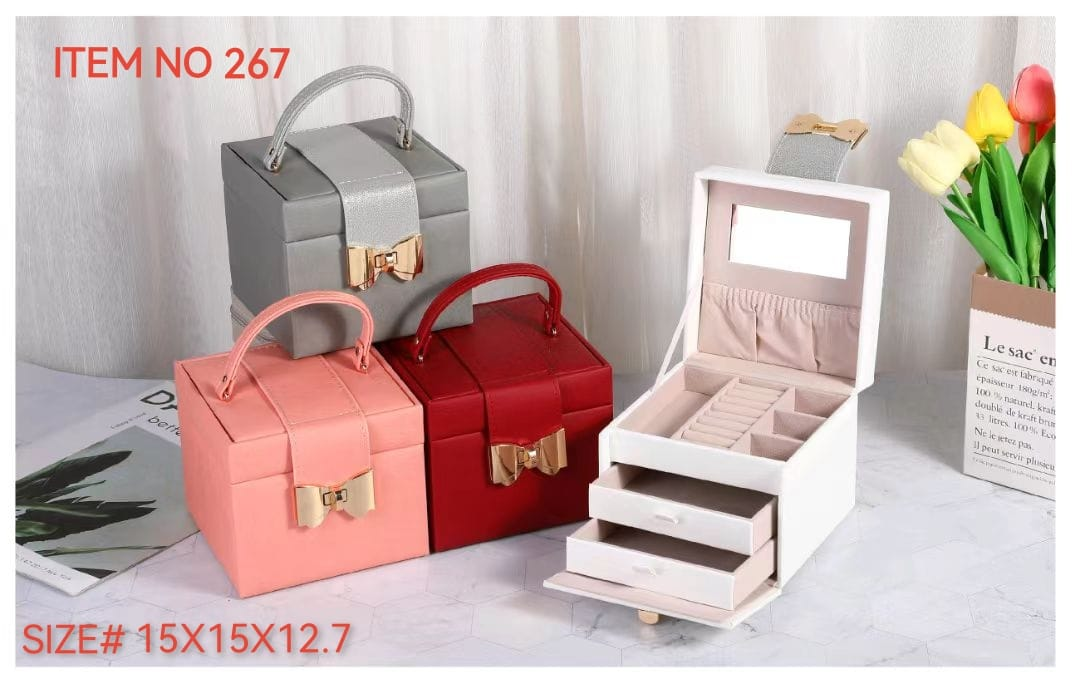 Pu Leather Three-Layer Double Drawer Jewelry Gift Jewelry Storage Box Pendant Necklace Bracelet Ring Jewelry Box