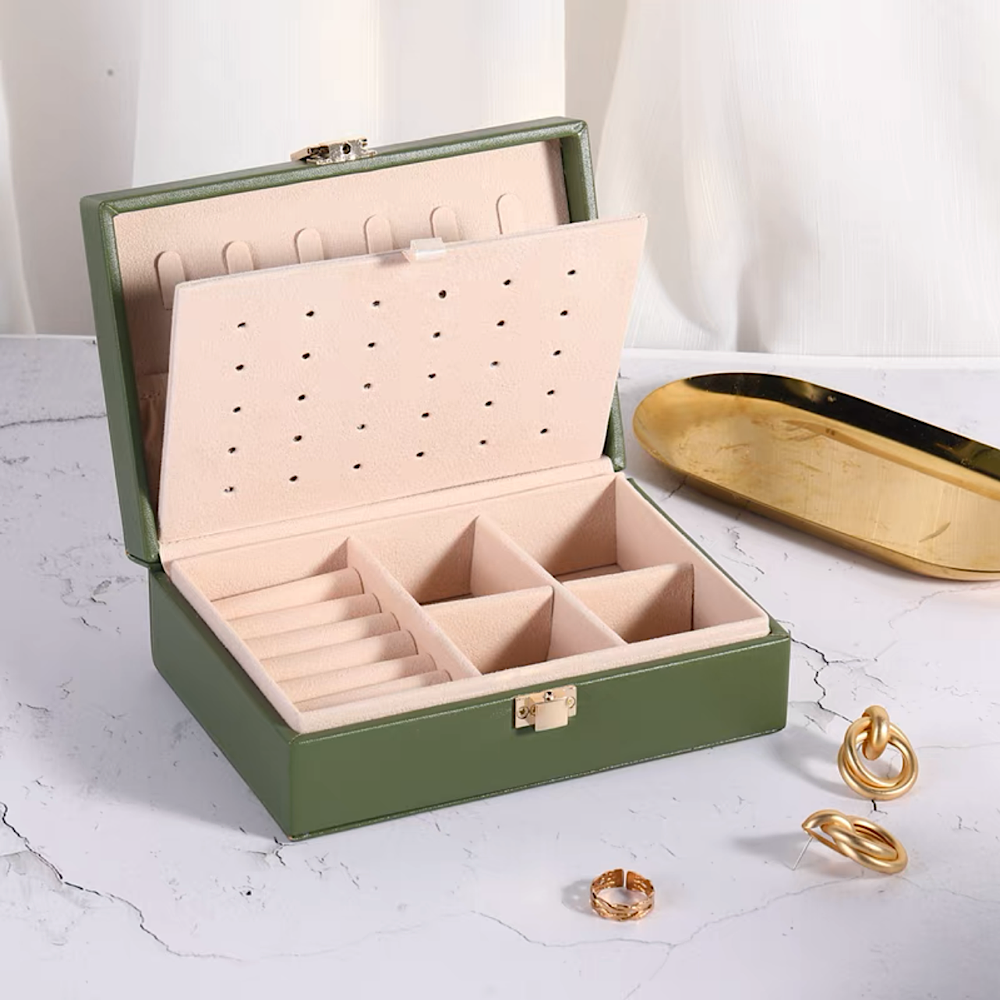 Pu Leather Two-Layer Jewelry Box