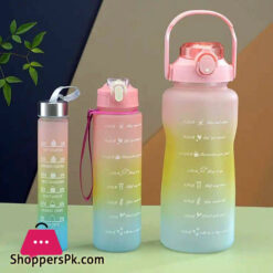 Sports Water Bottle Large Capacity Plastic Cup Portable Outdoor Travel Gym Fitness Cup 3 Pcs