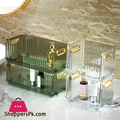 Stackable Desktop Storage Box Cosmetics Makeup Organizers Acrylic Shelf Storage Box Mask Storage Basket Organizer For Bathroom Large – 1Pcs