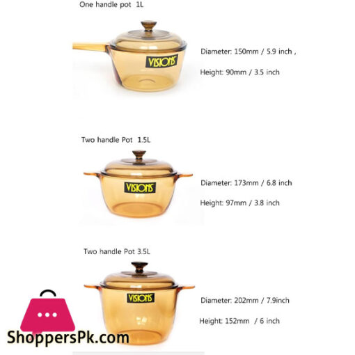 VISIONS® 6-pieces Glass Saucepan & Cookpot Cookware Set