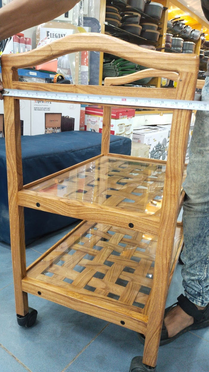 Wood Serving Kitchen Tea Trolley Wooden Trolley