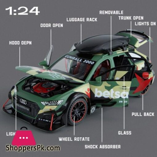 124 AUDI RS6 Sports diecast model car lights sounds