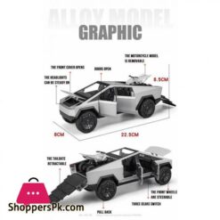 124 Scale Cybertruck Model Toy Pull Back Pick Up Truck With Sound And Light