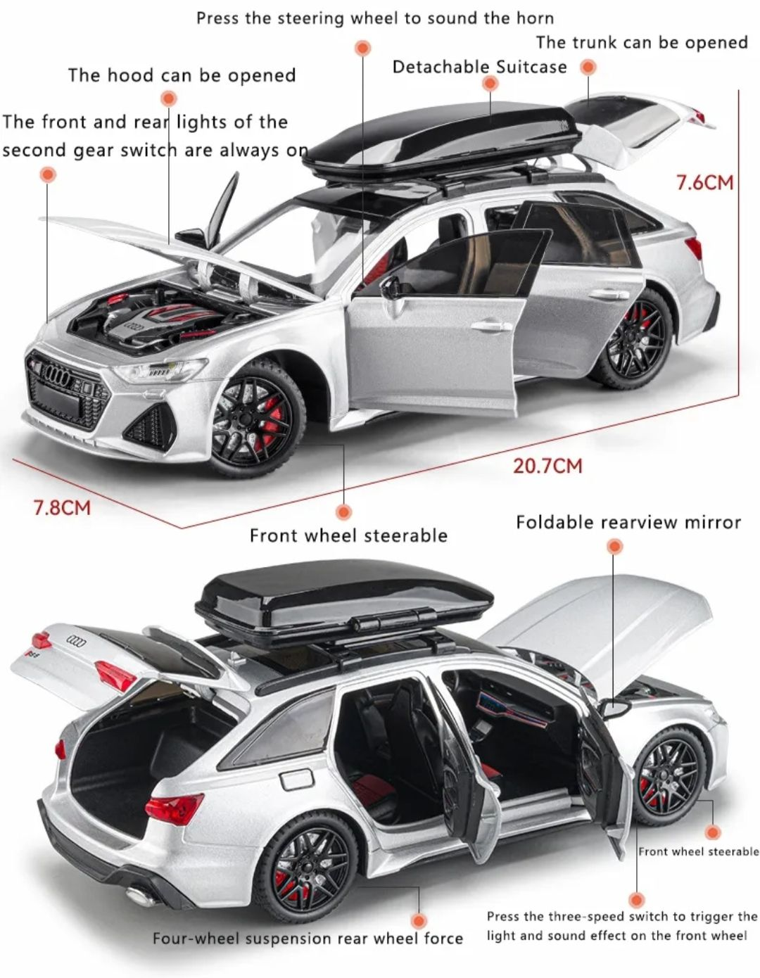 1:24 For Audi Rs6 Simulation Diecast Alloy Car Model 20 1:24 For Audi Rs6 Simulation Diecast Alloy Car Model