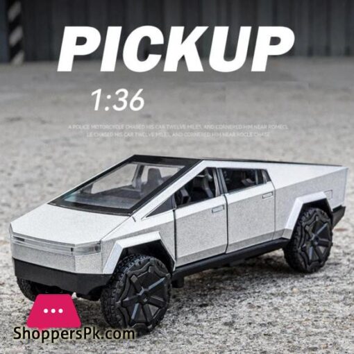 136 Tesla Cybertruck Alloy Car Model Diecasts Vehicles Pickup CAR Sound Light