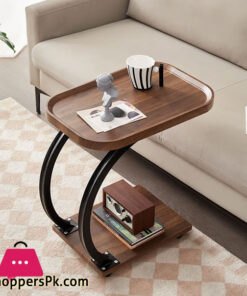 2 Tier U-Shaped Movable Desk C-Shaped Design Coffee Table Side Rack