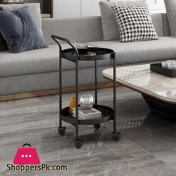 2 Tier With Wheel Nordic End Table with Storage Shelf Metal Tray Bedside Table for Small Spaces