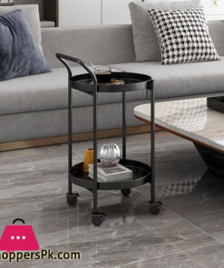 2 Tier With Wheel Nordic End Table with Storage Shelf Metal Tray Bedside Table for Small Spaces