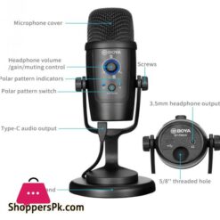 BOYA USB Condenser Microphone BY PM500 USB Studio Microphone for Windows Mac PC with Detachable Stand for Vocals YouTube Streaming Gaming Conference Call ASMR Video Recording