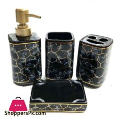 Bathroom Set Marble Black Set Of 4Pcs